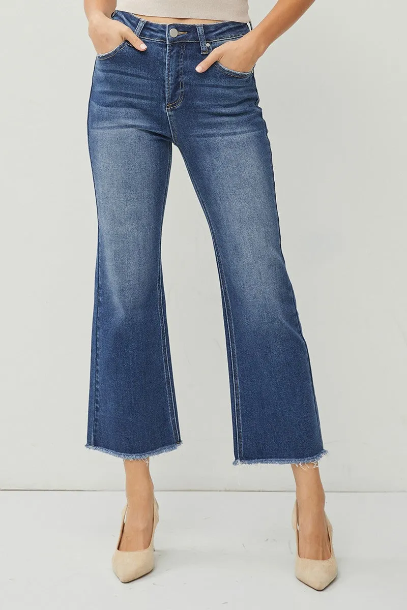 Plus High Rise Crop Straight Jeans - Dark Wash