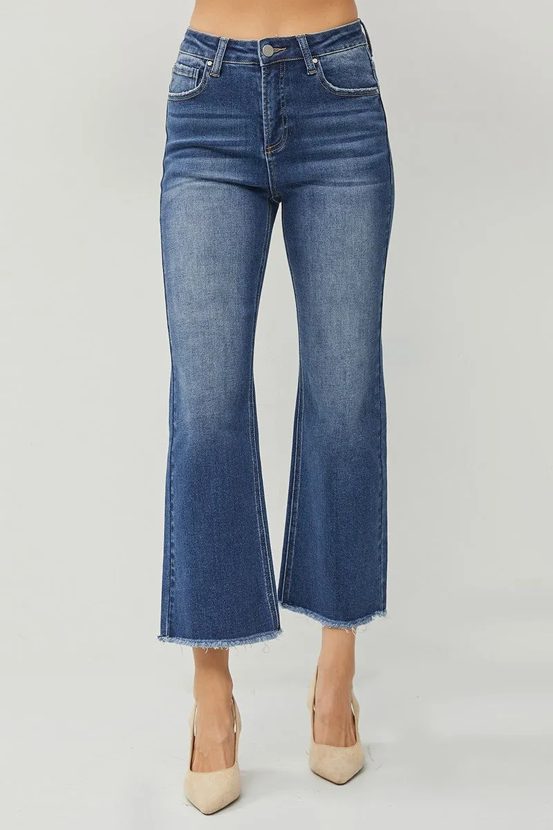 Plus High Rise Crop Straight Jeans - Dark Wash