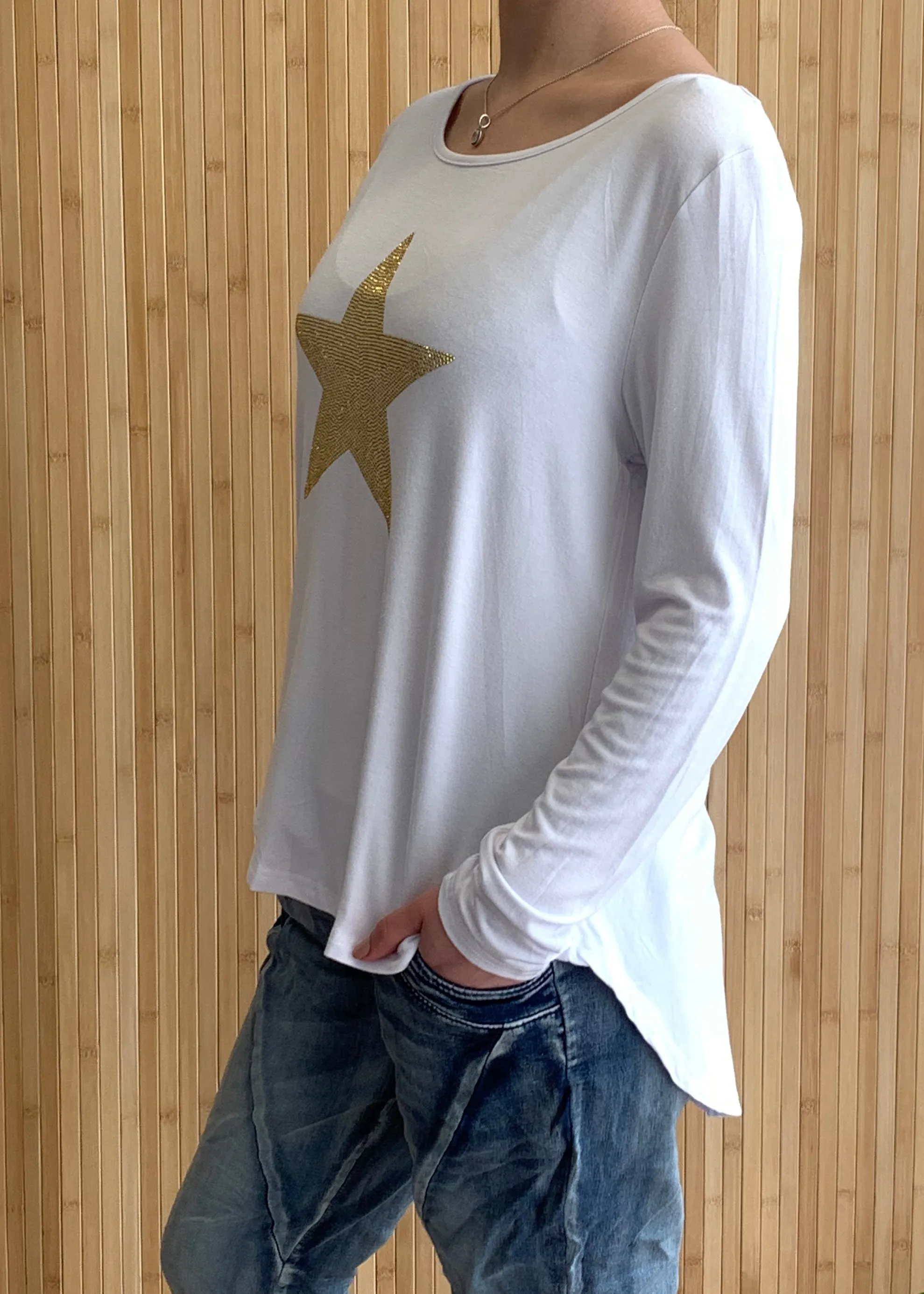 Plus Size || Shona Star Top - White