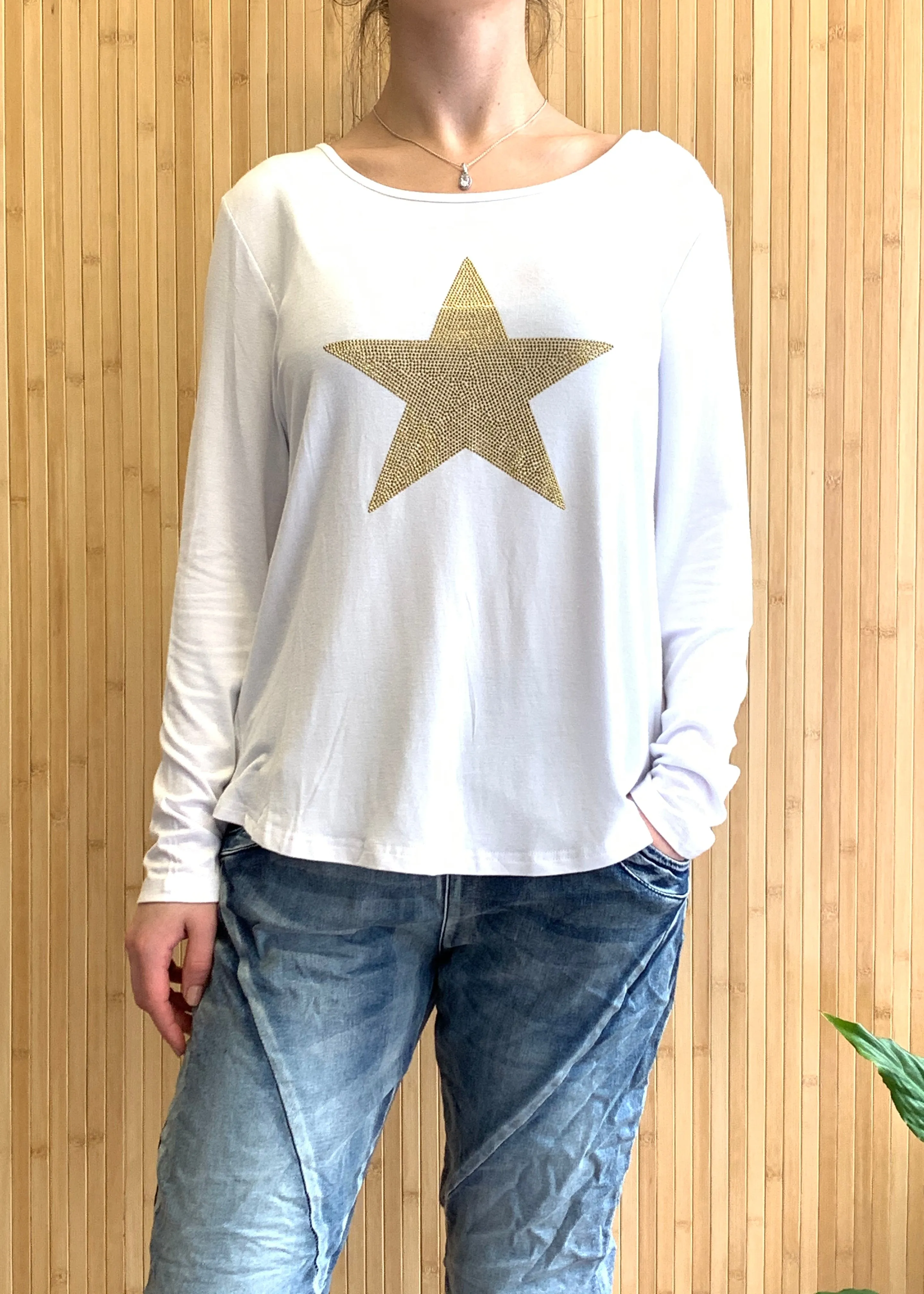 Plus Size || Shona Star Top - White