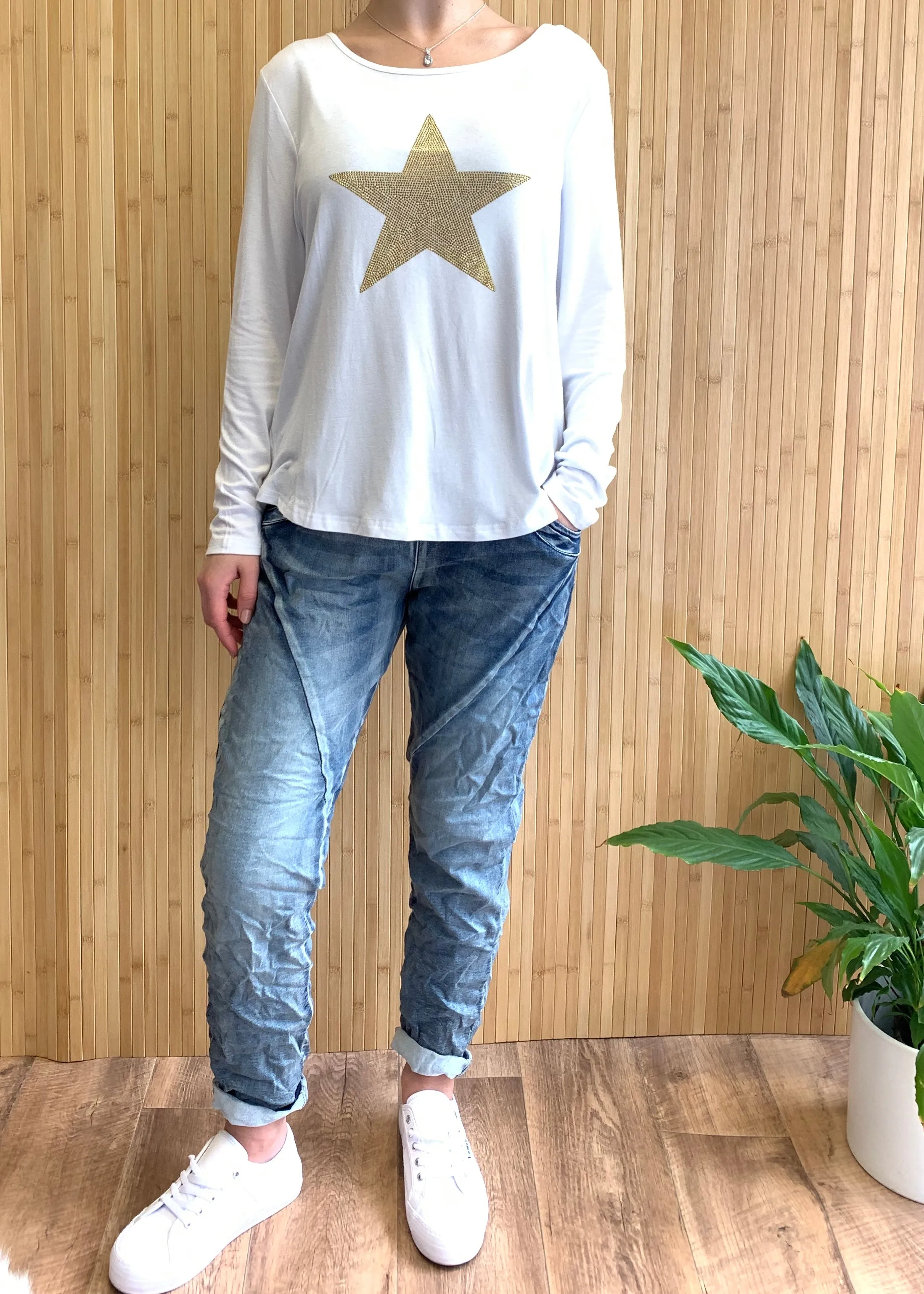 Plus Size || Shona Star Top - White