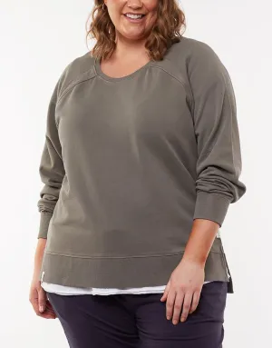 Plus Size Sydney Crew - Washed Olive