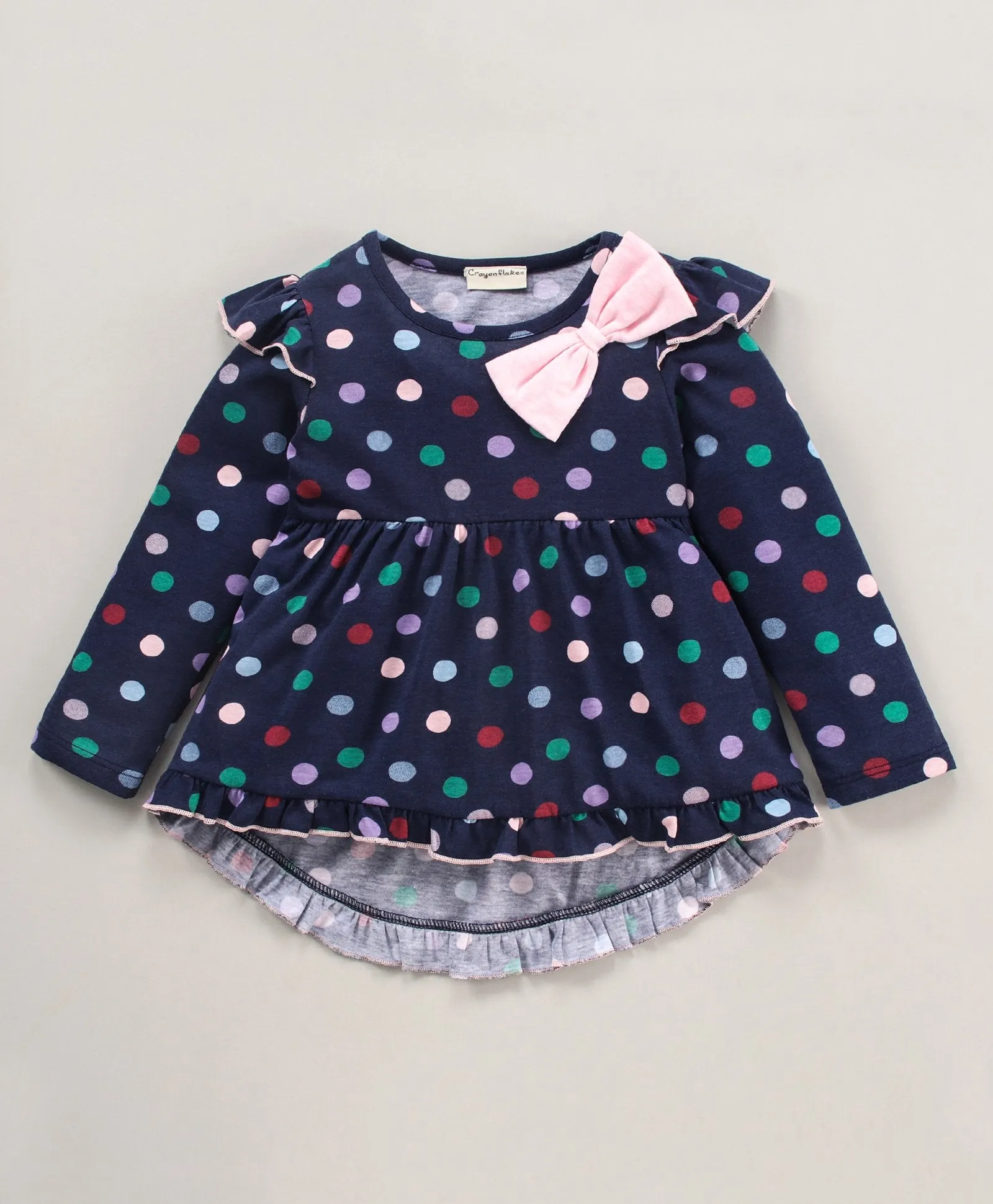 Polka Frill with Bow Top Leggings Set