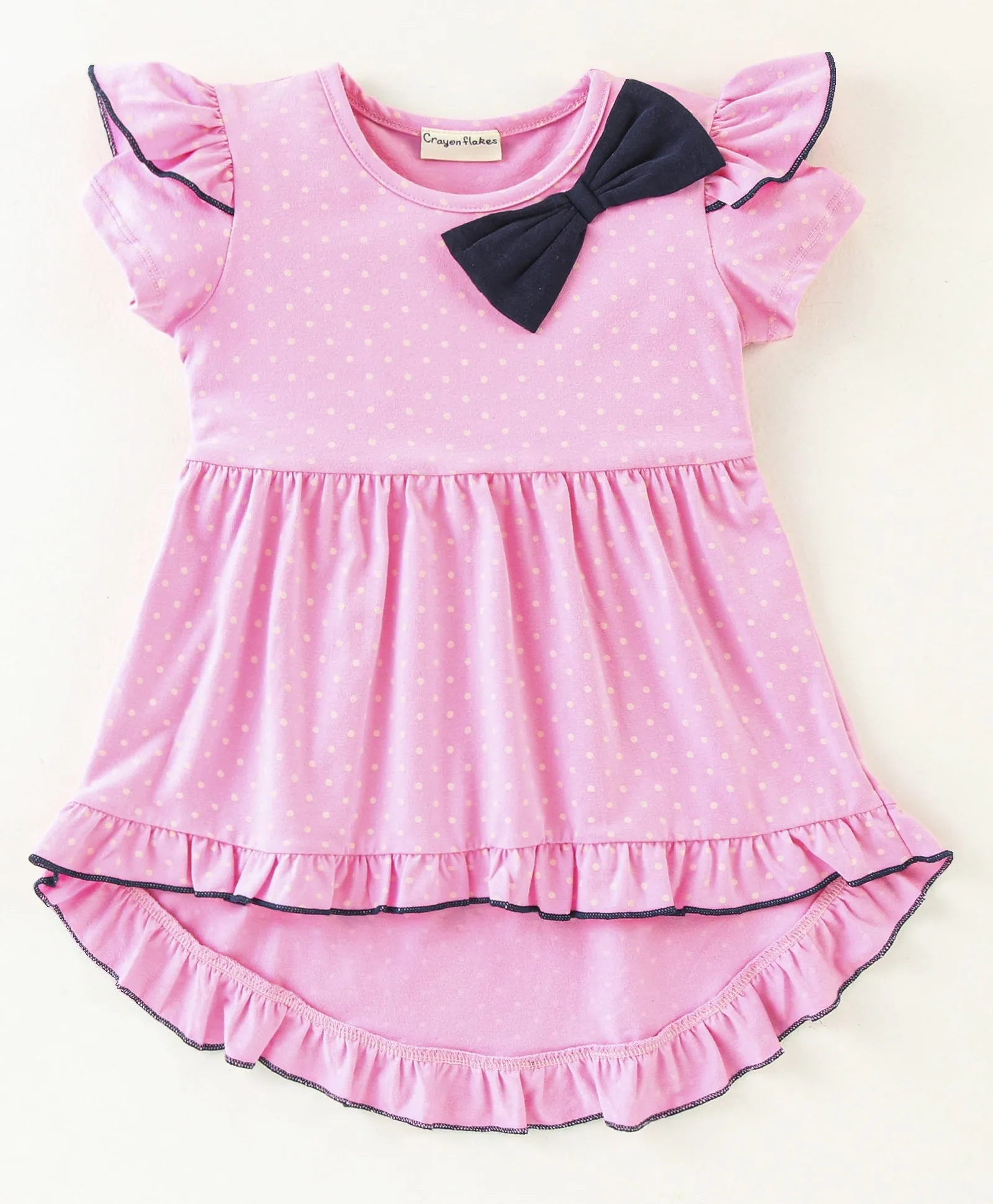Polka High Low Frilled Top Leggings Set