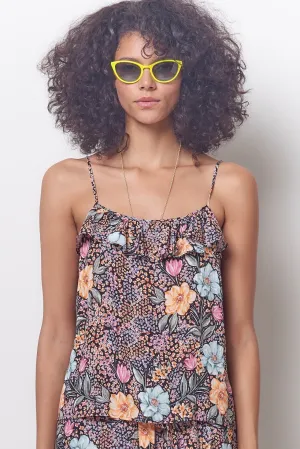 RAVEN Ruffle Neck Slip Top - Superbloom