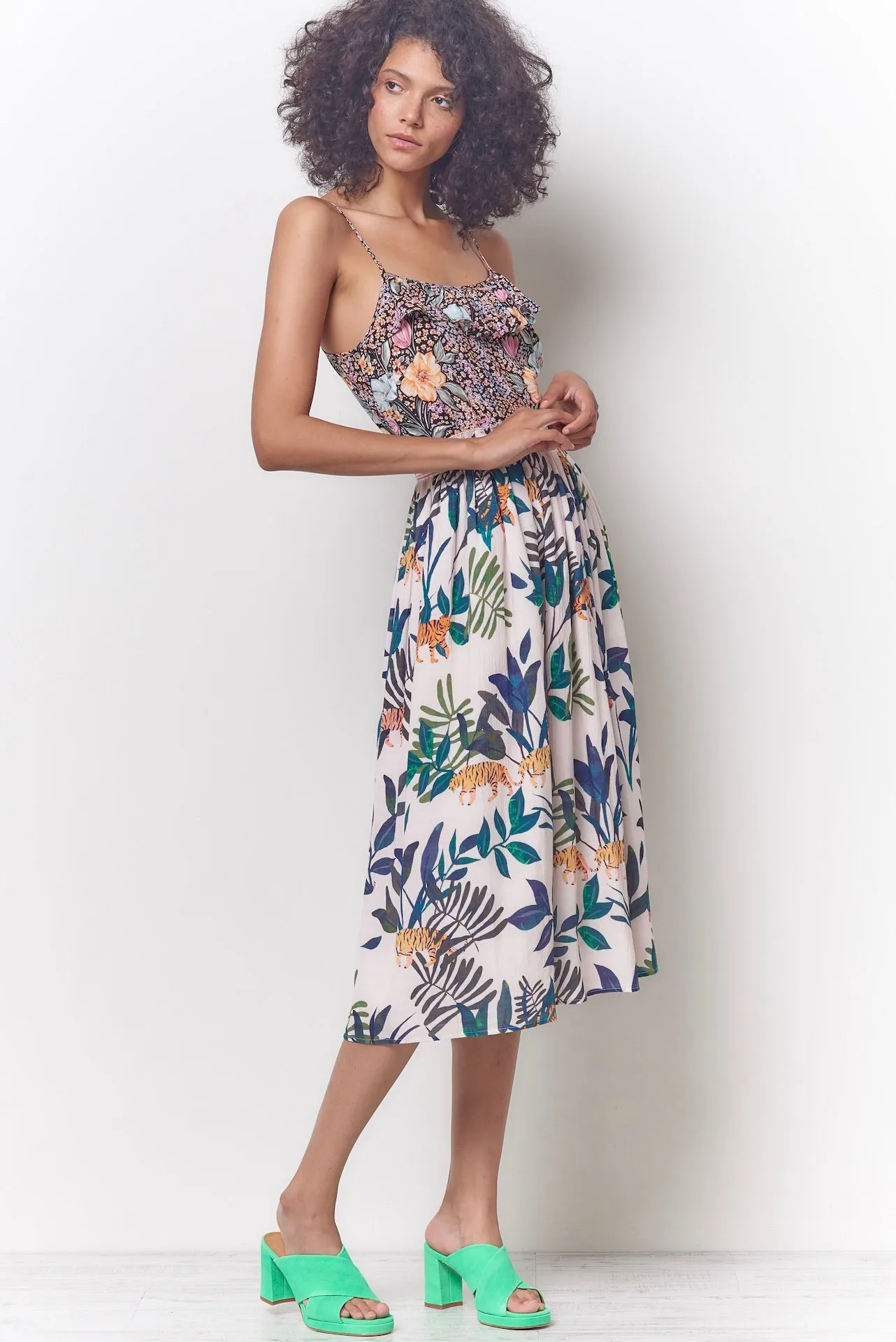 RAVEN Ruffle Neck Slip Top - Superbloom