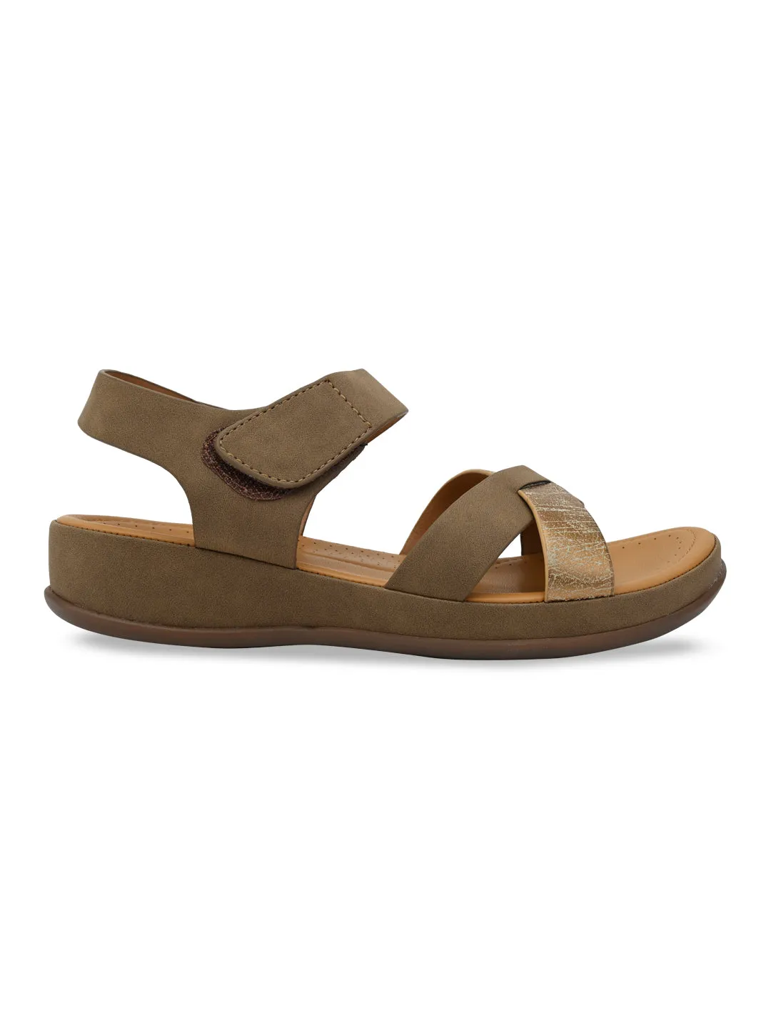 Rocia By Regal Antique Gold Women Casual Comfort Flat Sandals