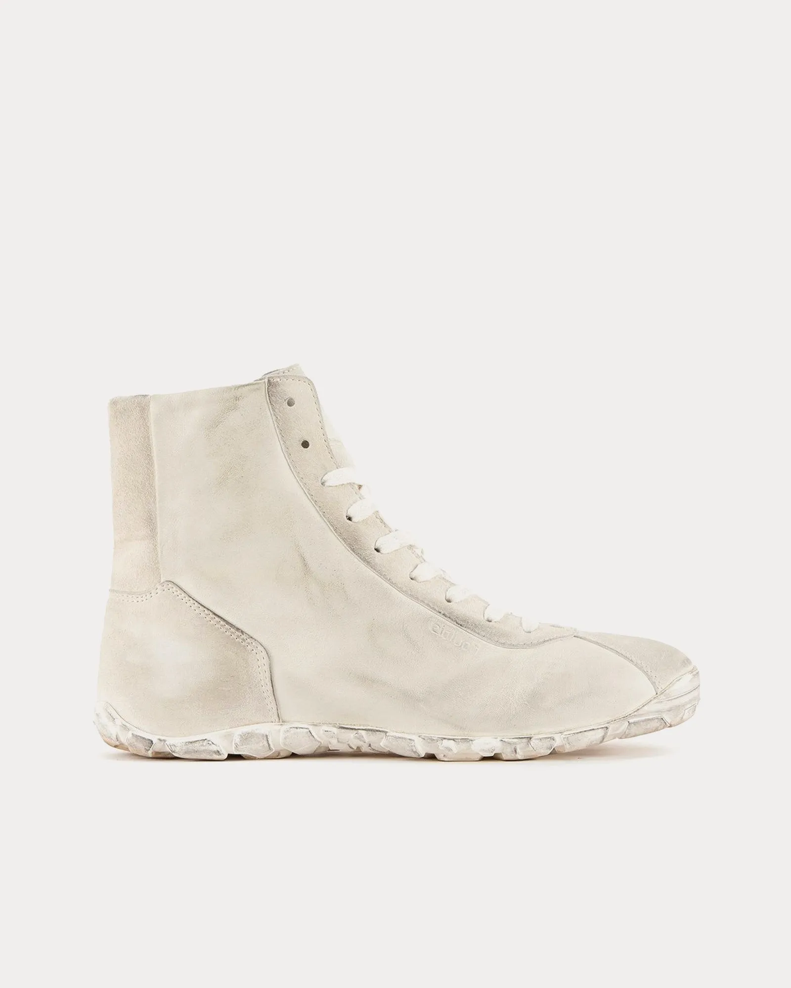 Saddle Hi Distressed White High Top Sneakers