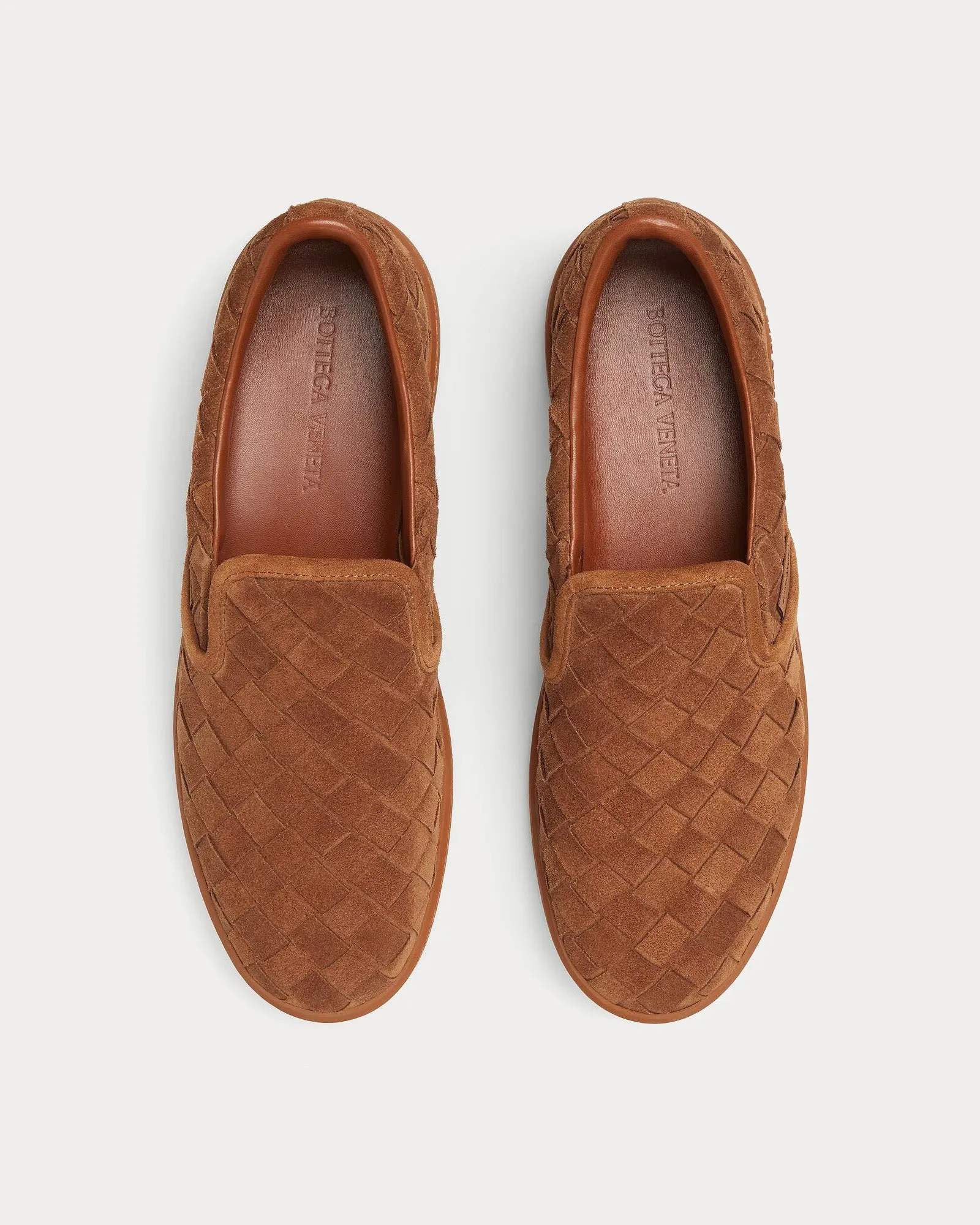 Sawyer Intrecciato Suede Caramel Slip On Sneakers