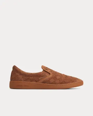 Sawyer Intrecciato Suede Caramel Slip On Sneakers