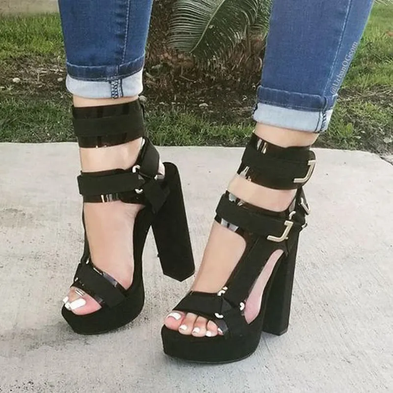 Sexy Buckle Platform Chunky Heel High Heel Sandals