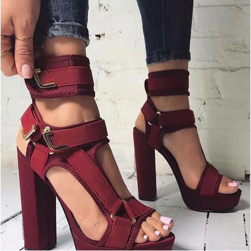 Sexy Buckle Platform Chunky Heel High Heel Sandals