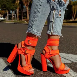 Sexy Buckle Platform Chunky Heel High Heel Sandals