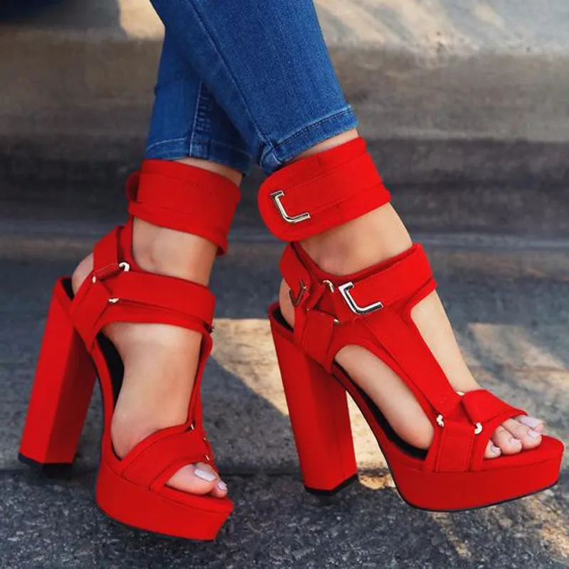 Sexy Buckle Platform Chunky Heel High Heel Sandals