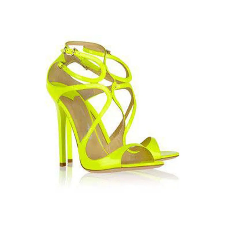 Sexy Patent Leather Cutout Buckle High Heel Sandals