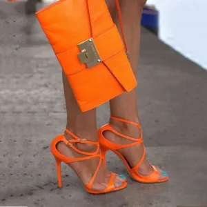 Sexy Patent Leather Cutout Buckle High Heel Sandals