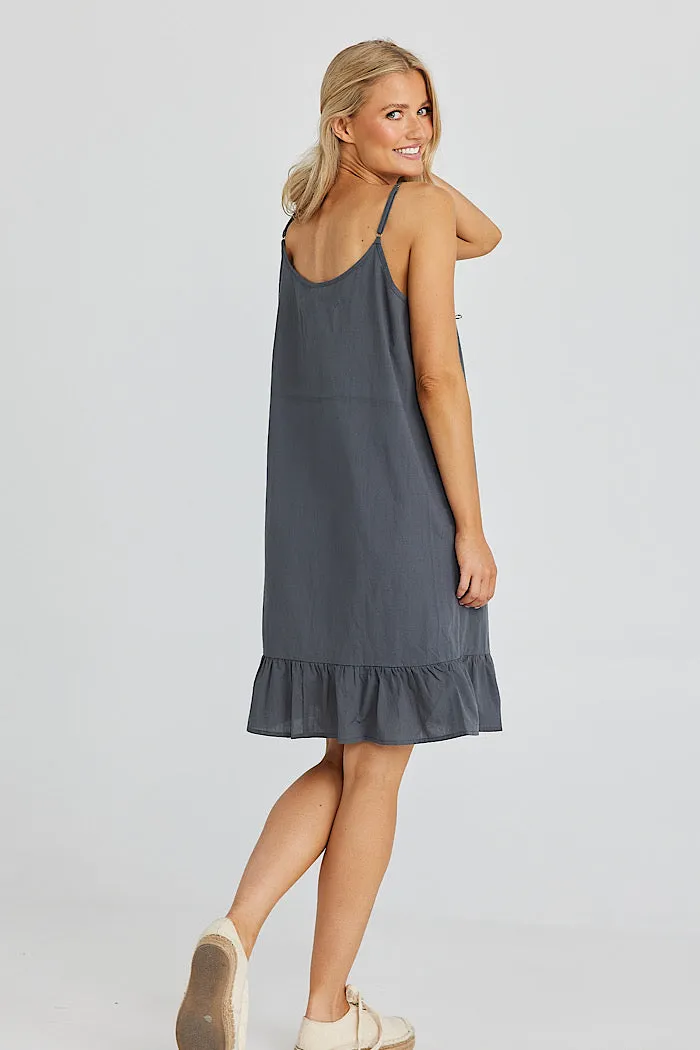 SIESTA SLIP DRESS - SLATE - FINAL CLEARANCE