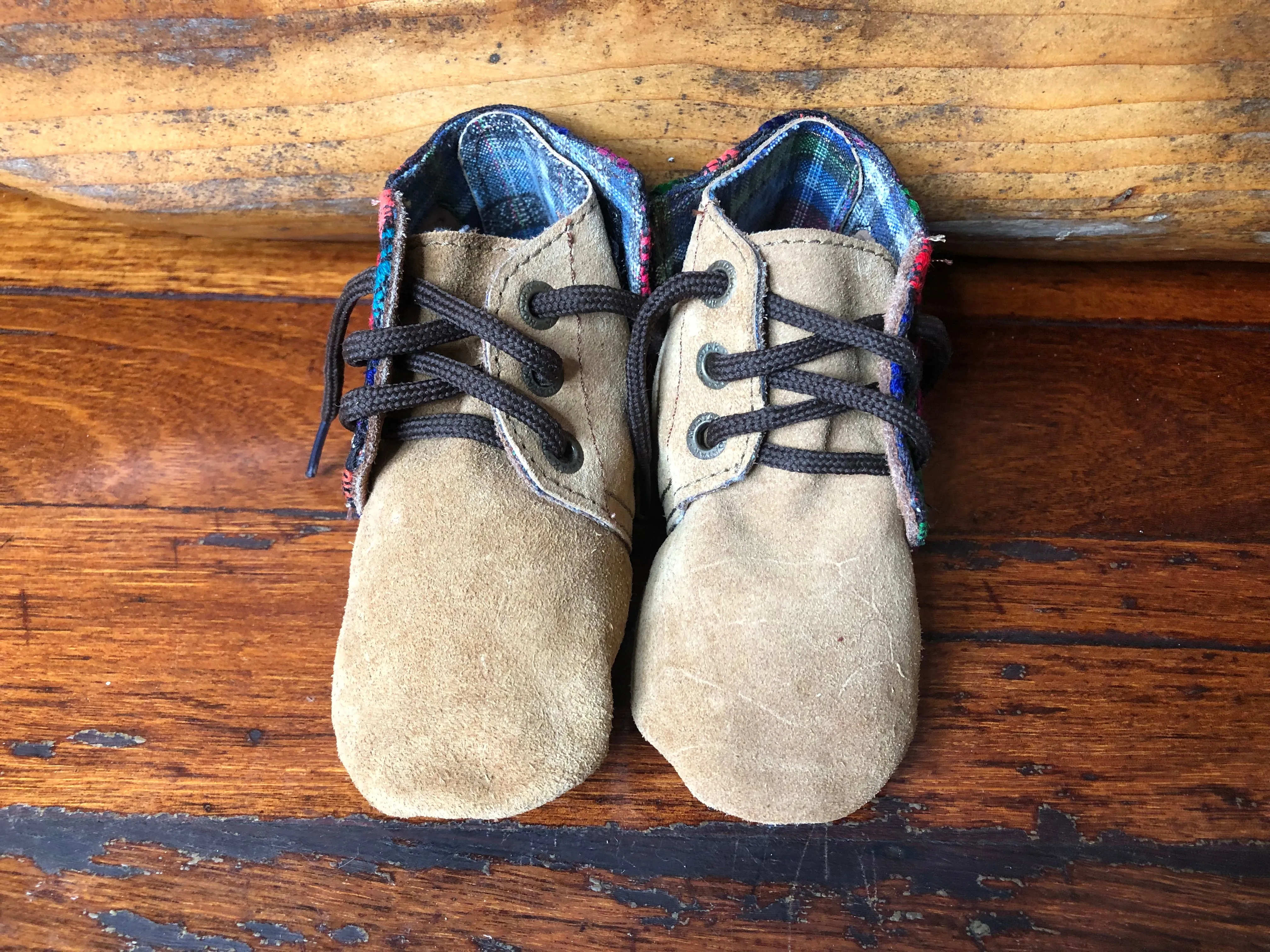 Size 23 Baby Moccasins - Tan with Ducks