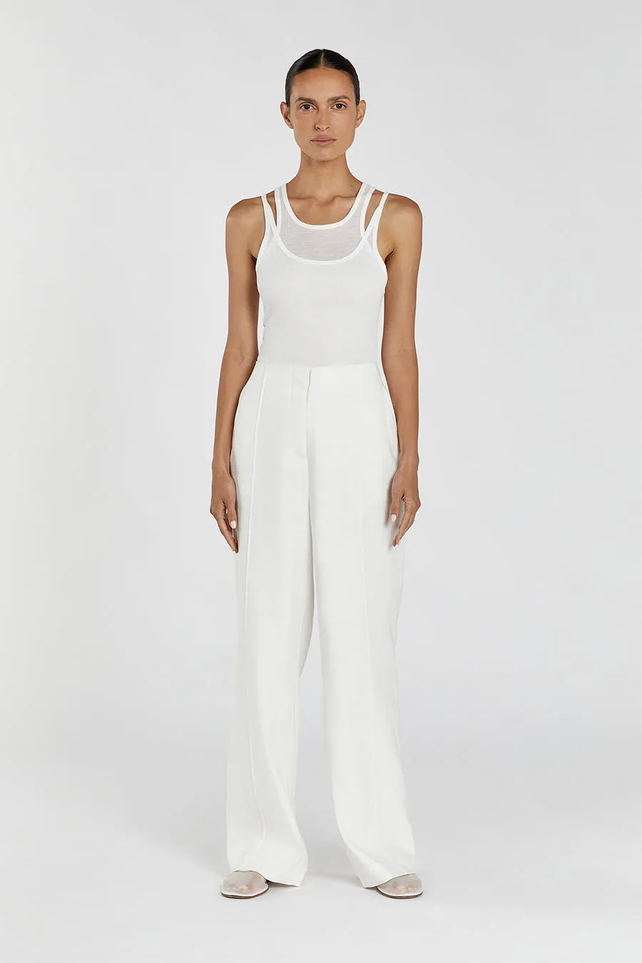 SLOAN WHITE LINEN BLEND PANT