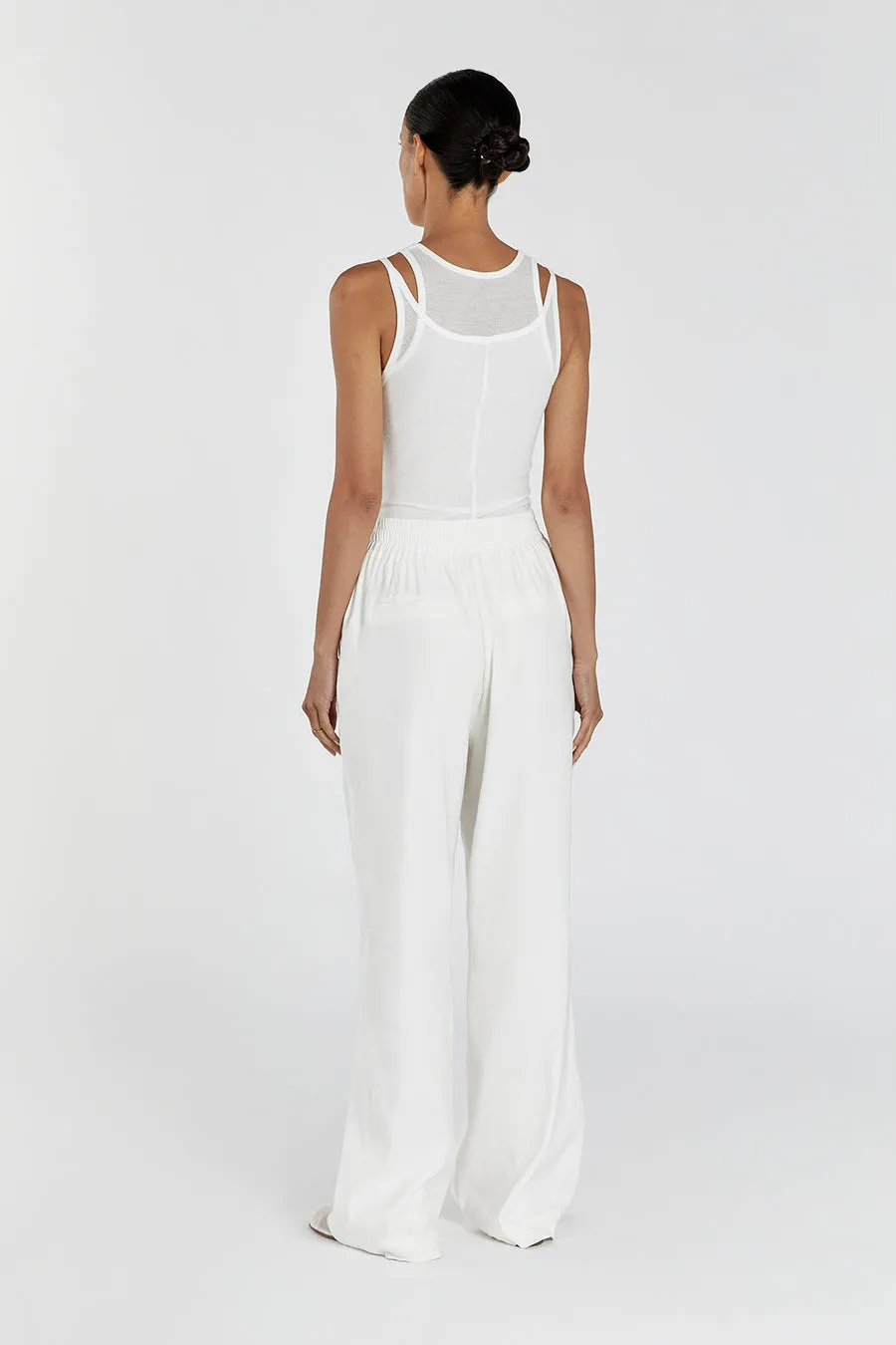 SLOAN WHITE LINEN BLEND PANT