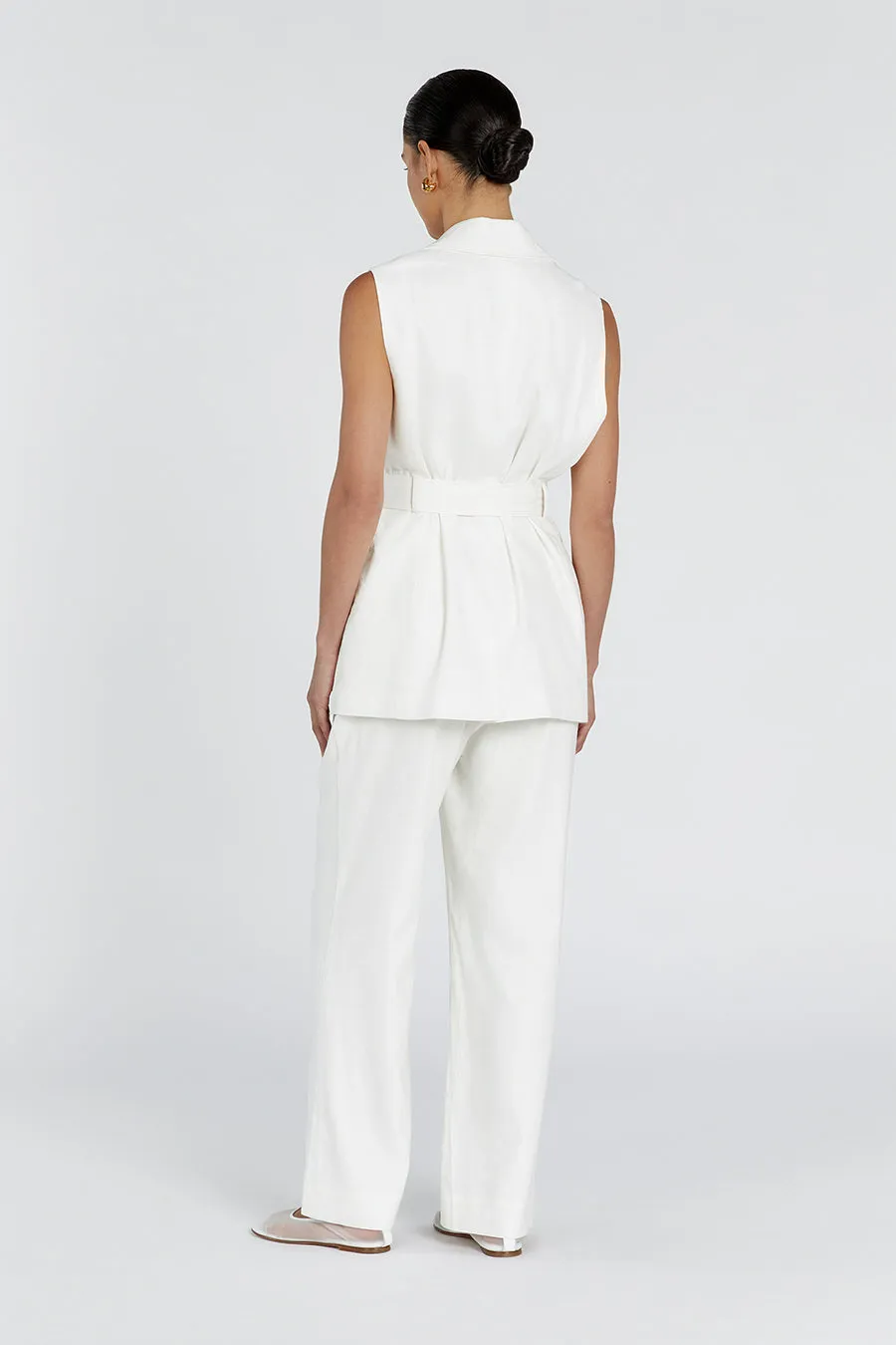 SLOAN WHITE LINEN BLEND PANT