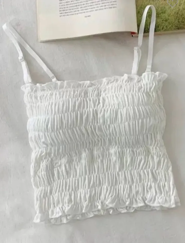Smocked Bandeau Top With Removable Straps (5 color options)