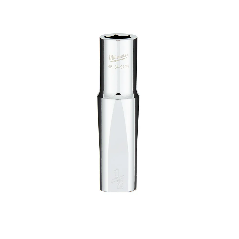 Socket - Milwaukee 1/2 in. Drive 1/2 in. SAE 6-Point Deep Socket with FOUR FLAT™ Sides, 45-34-9126