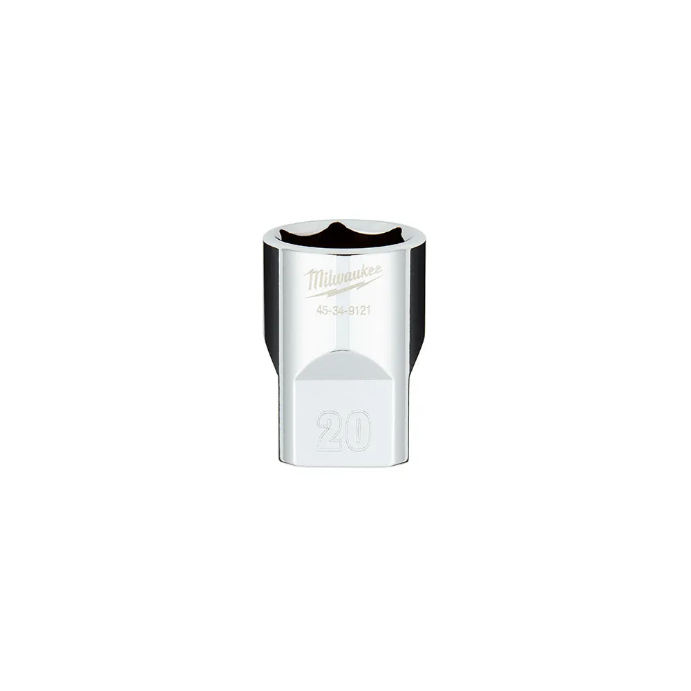 Socket - Milwaukee 1/2 in. Drive 20MM Metric 6-Point Socket with FOUR FLAT™ Sides, 45-34-9121