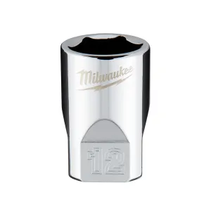 Socket - Milwaukee 1/4 in. Drive 12mm Metric 6-Point Socket, 45-34-9038