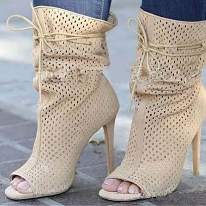 Strap Suede Leather Peep Toe Sandals
