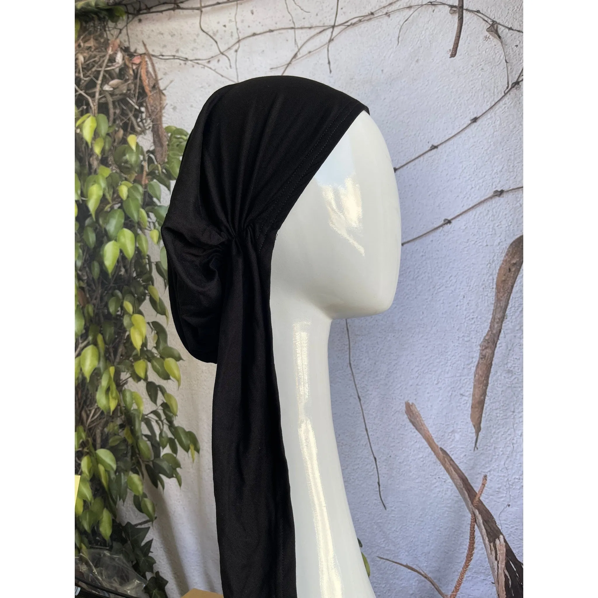 Stretchy Pretied Tichel - Black