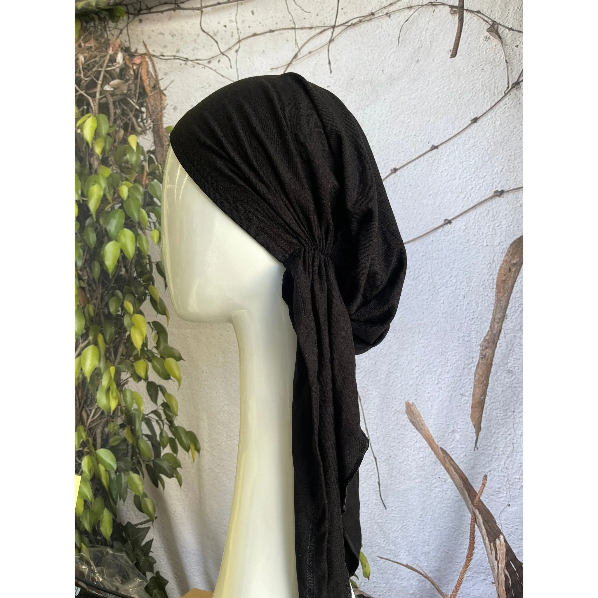 Stretchy Pretied Tichel - Black