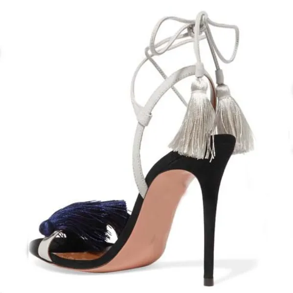 Summer Strap High Heel Fringe Sandals