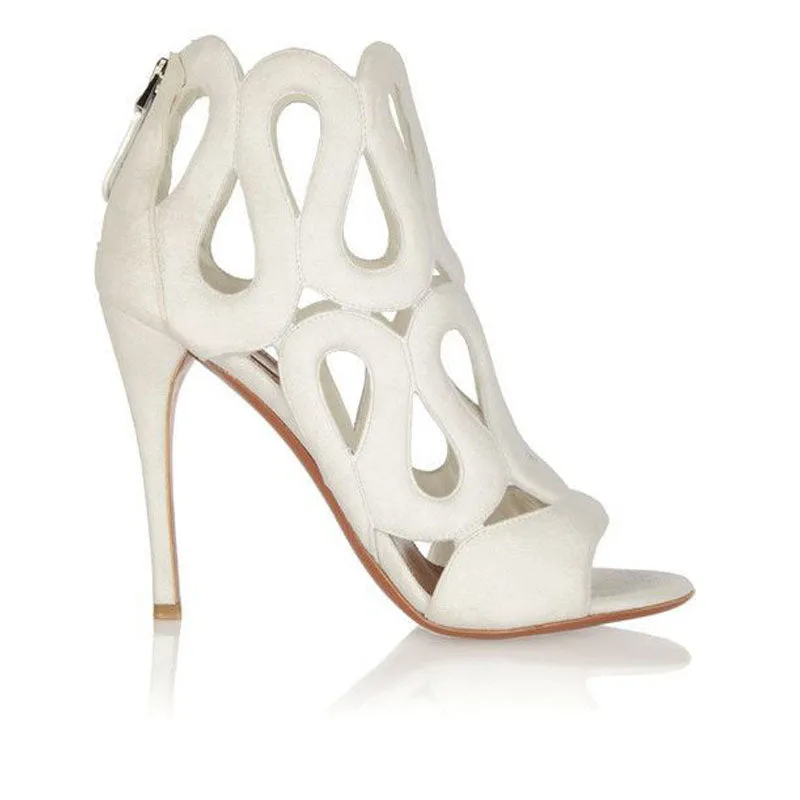 Summer Suede Open Toe Cutout High Heel Sandals