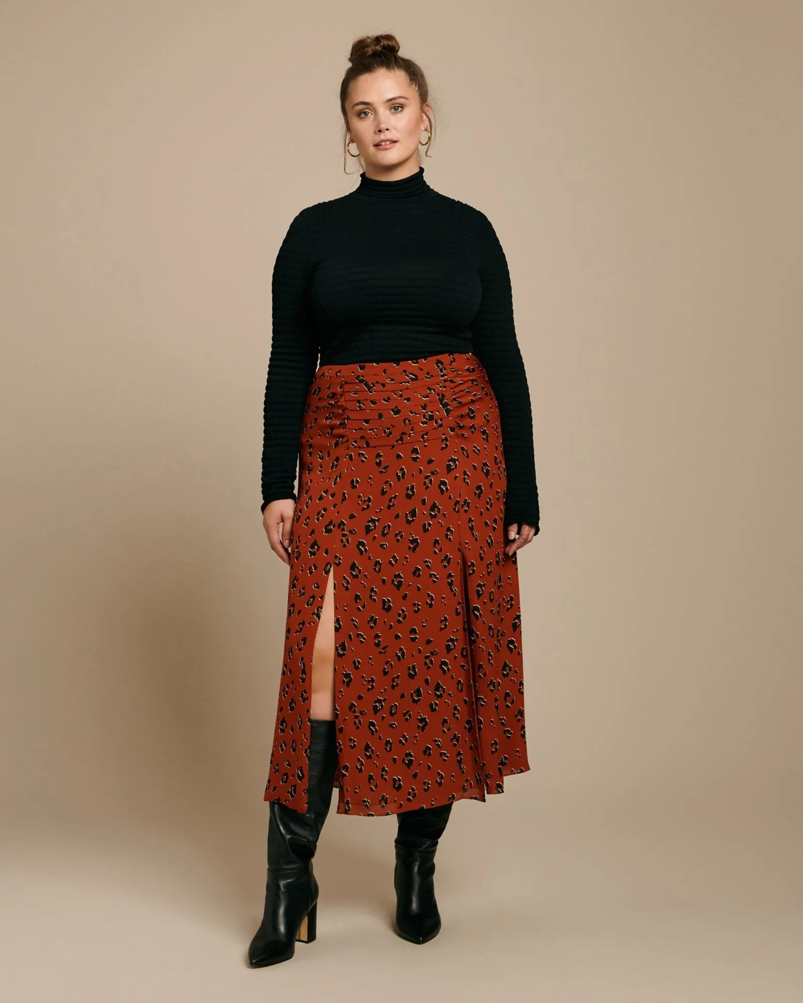 Tuck Skirt | Rust Leopard