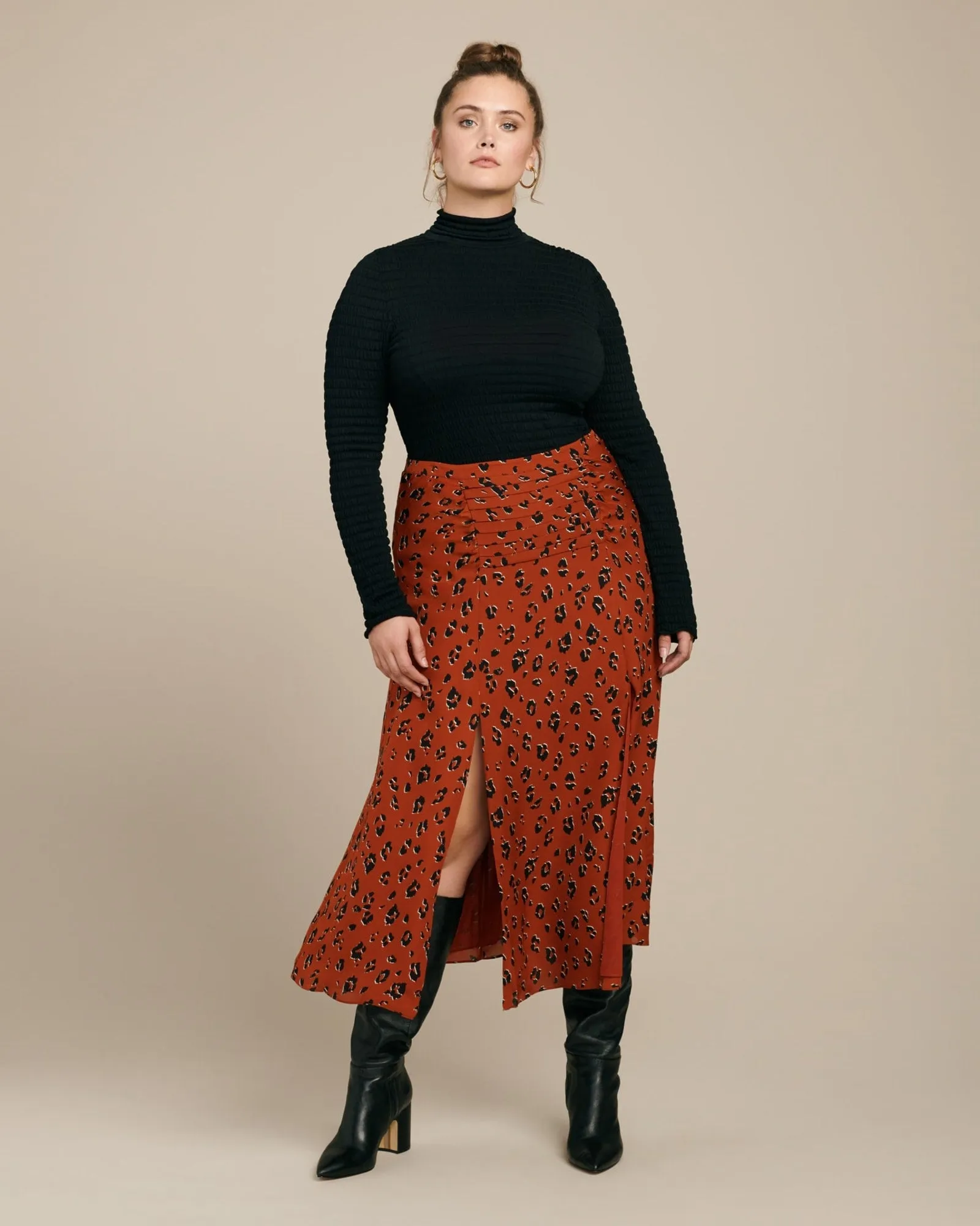 Tuck Skirt | Rust Leopard