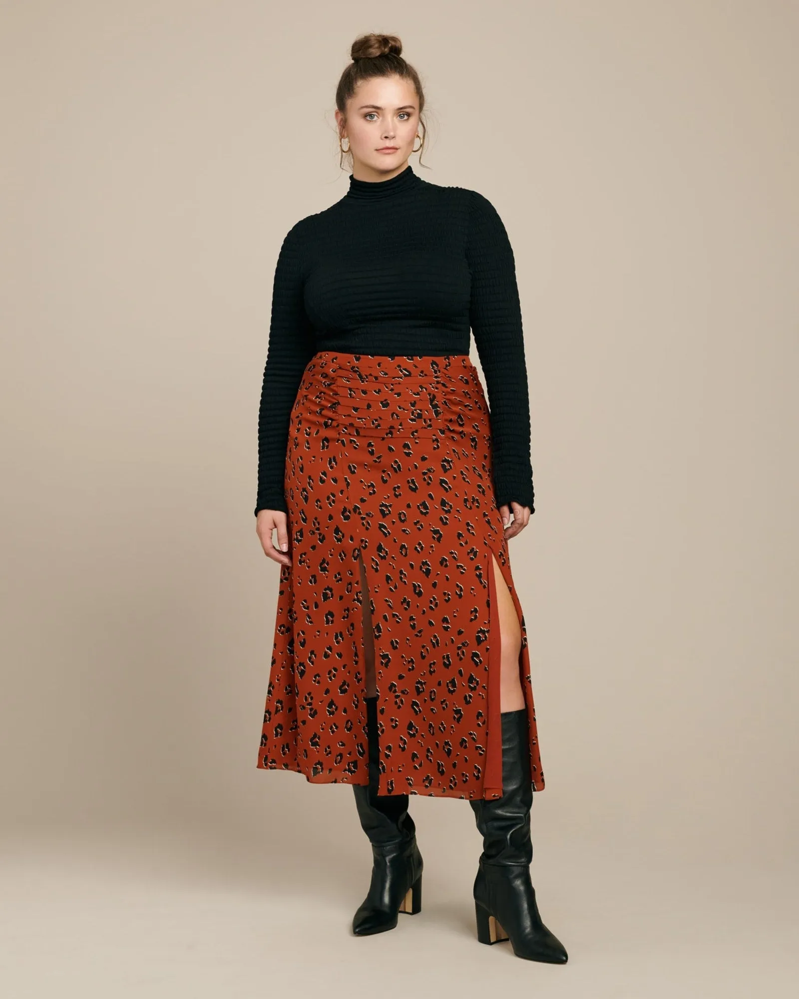 Tuck Skirt | Rust Leopard