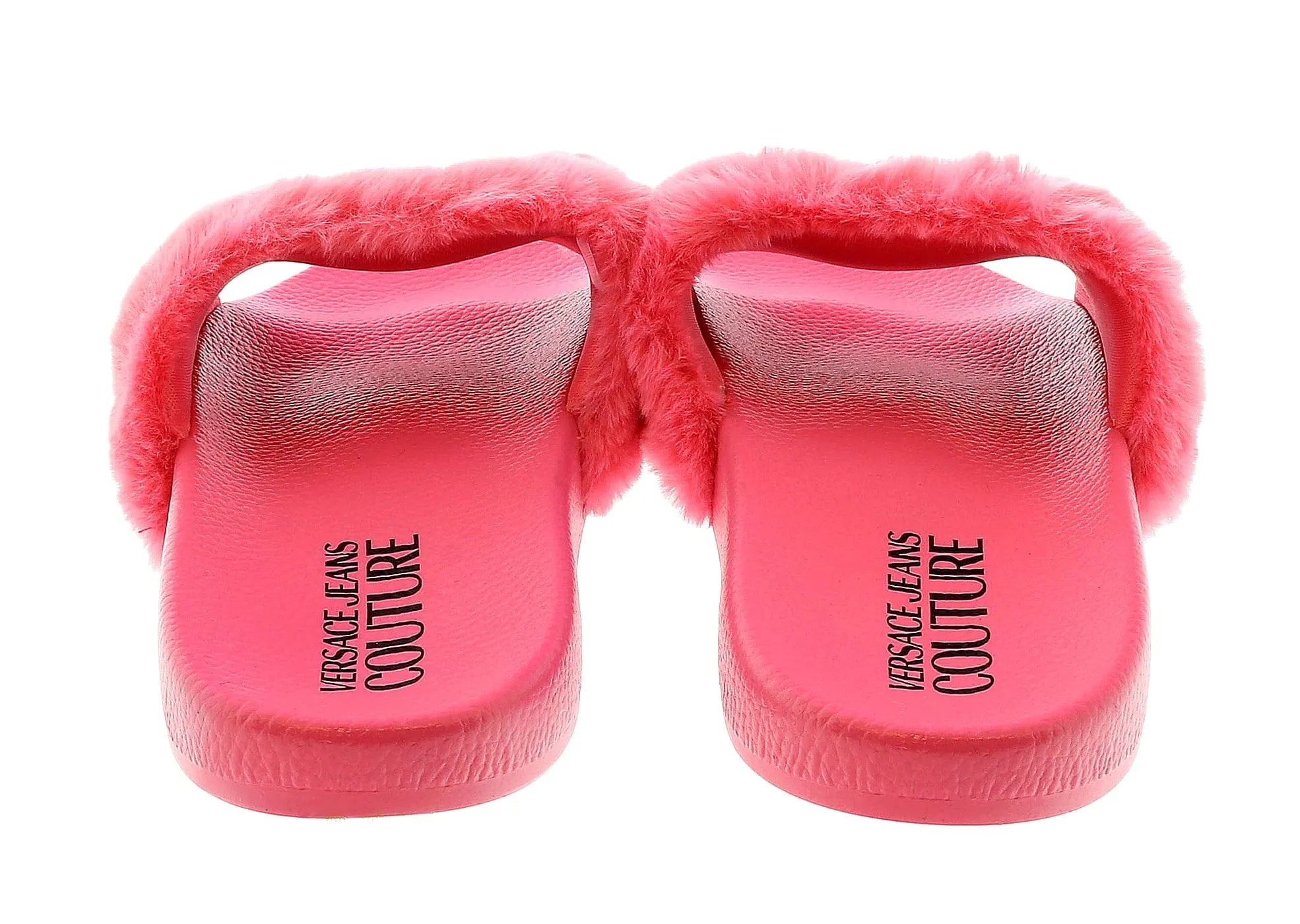 Versace Jeans Couture Rose Faux Fur Signature Slides-