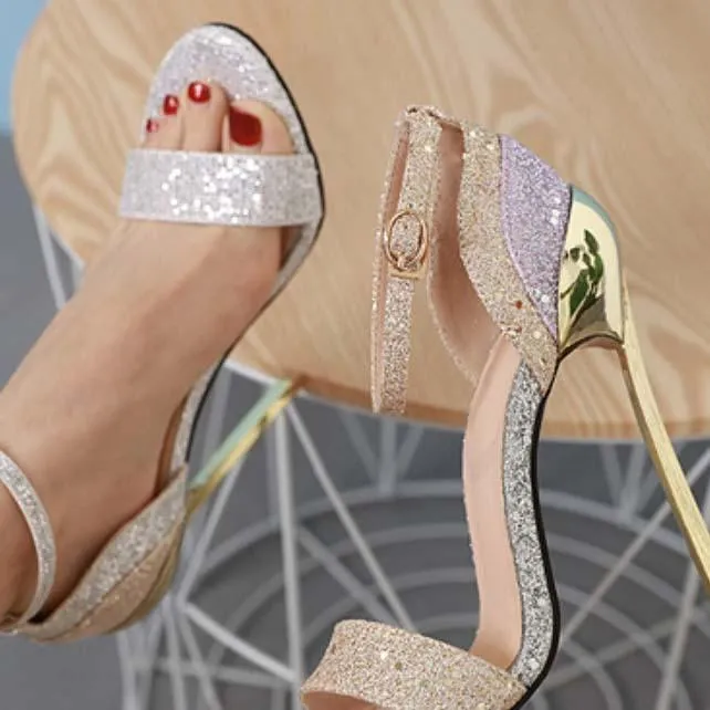 Wedding Stiletto Heel Glitter  Sandals
