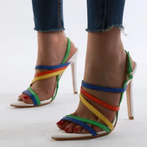 White Strap Leather Pointed Toe Sandals