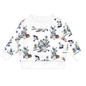 Witte Bloemen Babysweater
