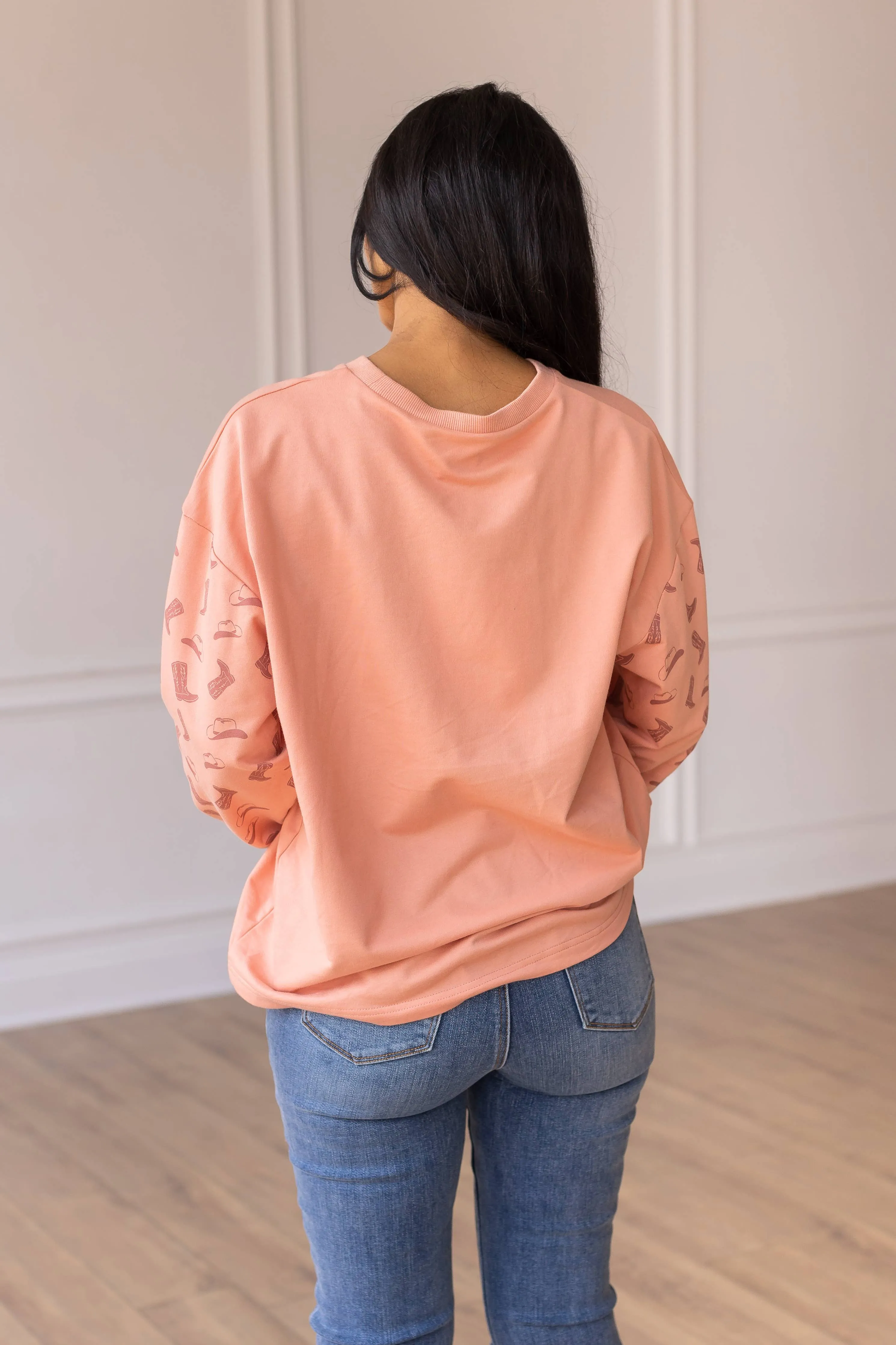 Yee Haw Blush Pink Pullover: Pink / XL